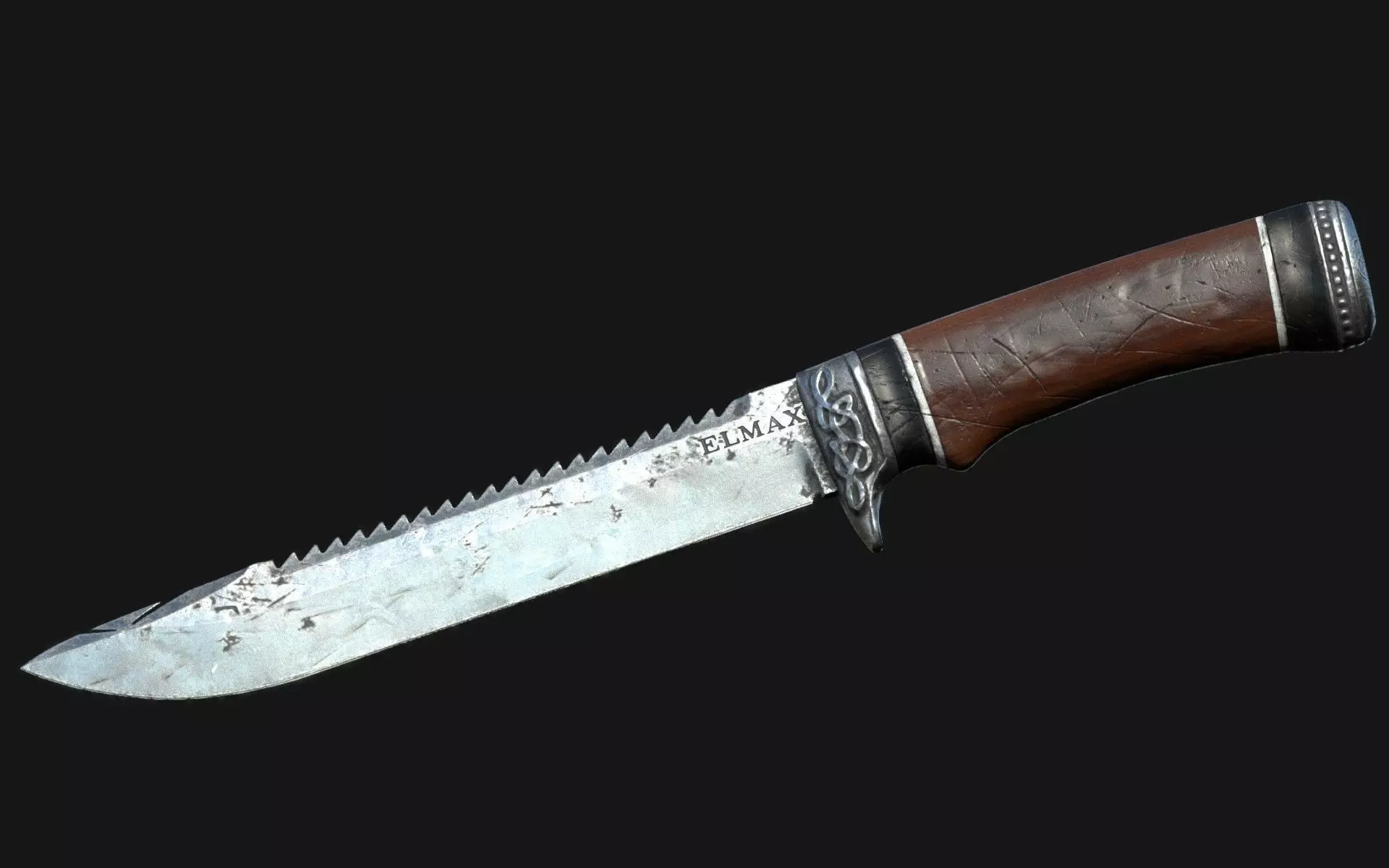 Hunters knife Low-poly 3D model_0