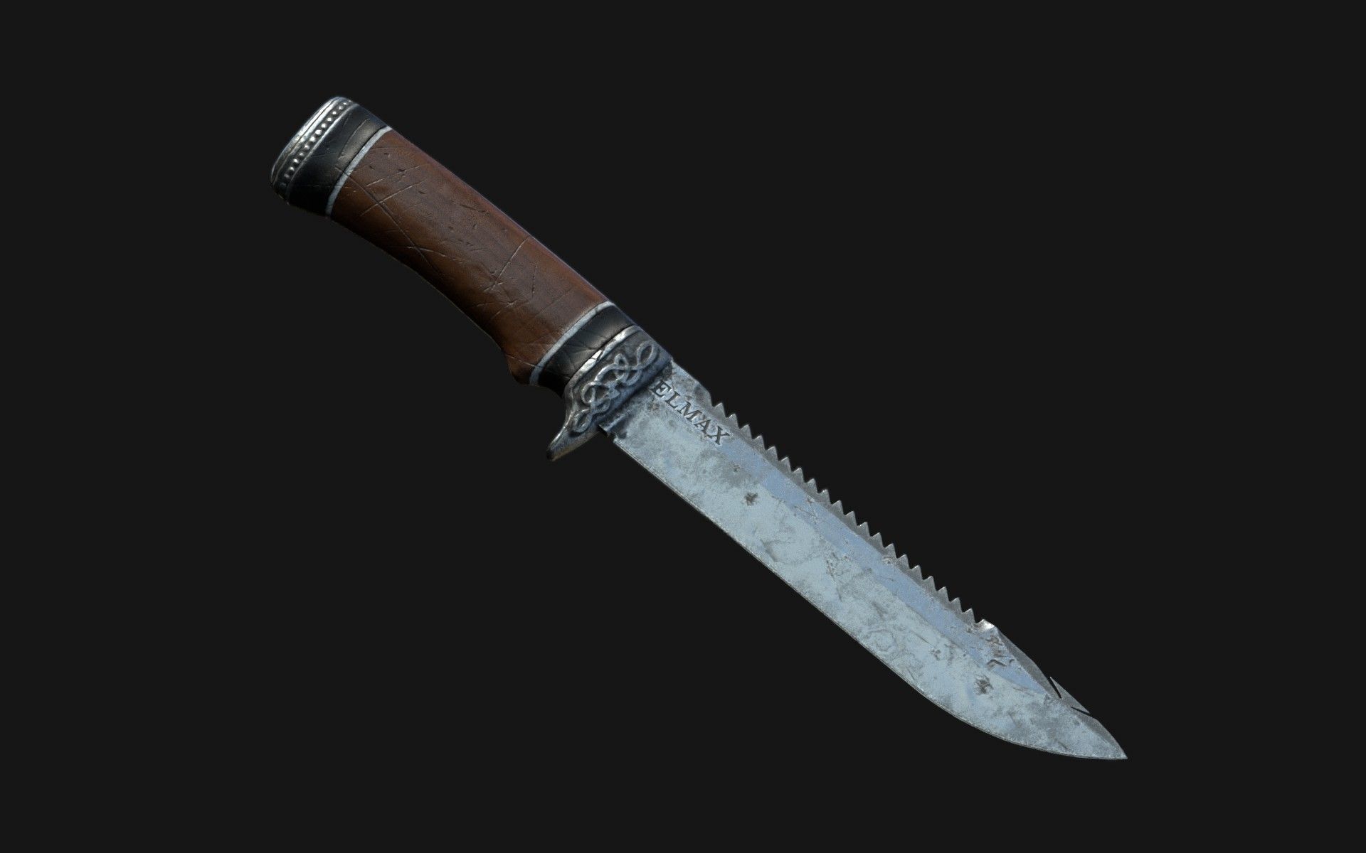Hunters knife Low-poly 3D model_3