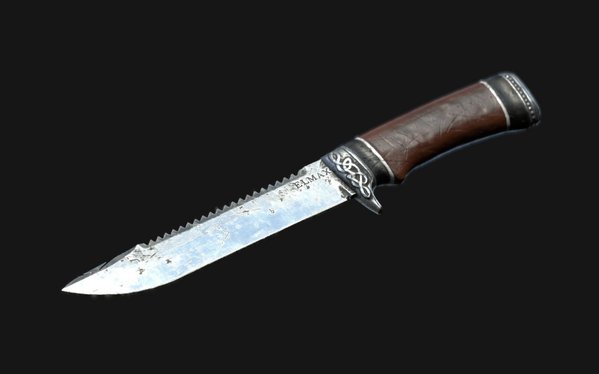 Hunters knife Low-poly 3D model_2