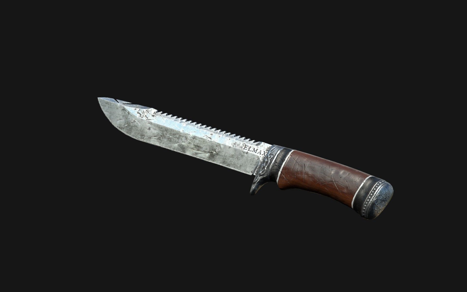 Hunters knife Low-poly 3D model_4