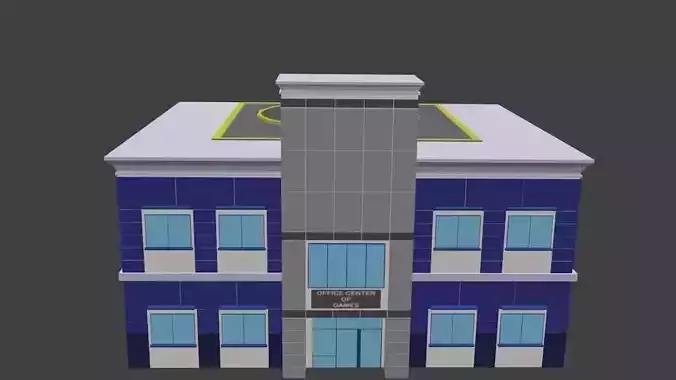 Precious Office Building Minimalis - 3D Exterior Low Poly Low-poly 3D model