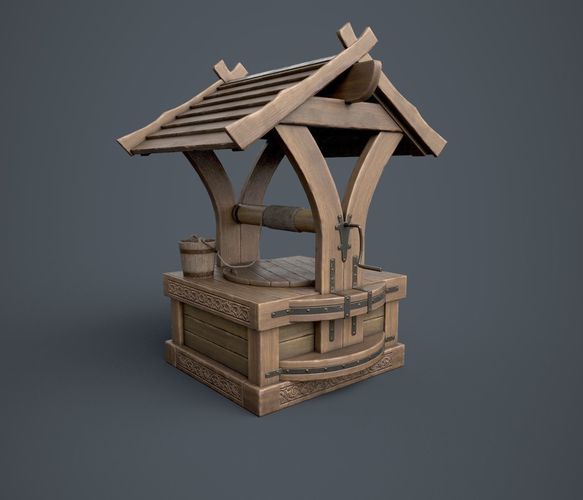 Well with Bucket Low-poly 3D model