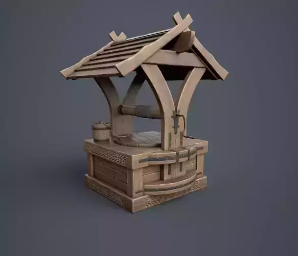 Well with Bucket Low-poly 3D model