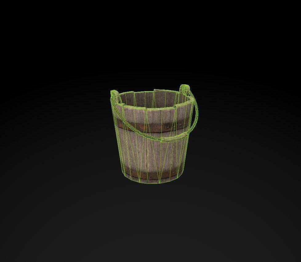 Well with Bucket Low-poly 3D model_14
