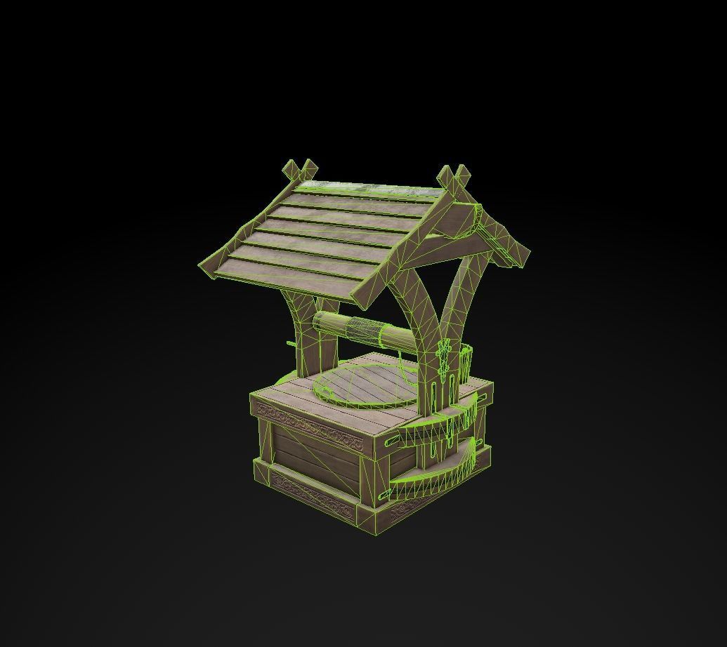 Well with Bucket Low-poly 3D model_13