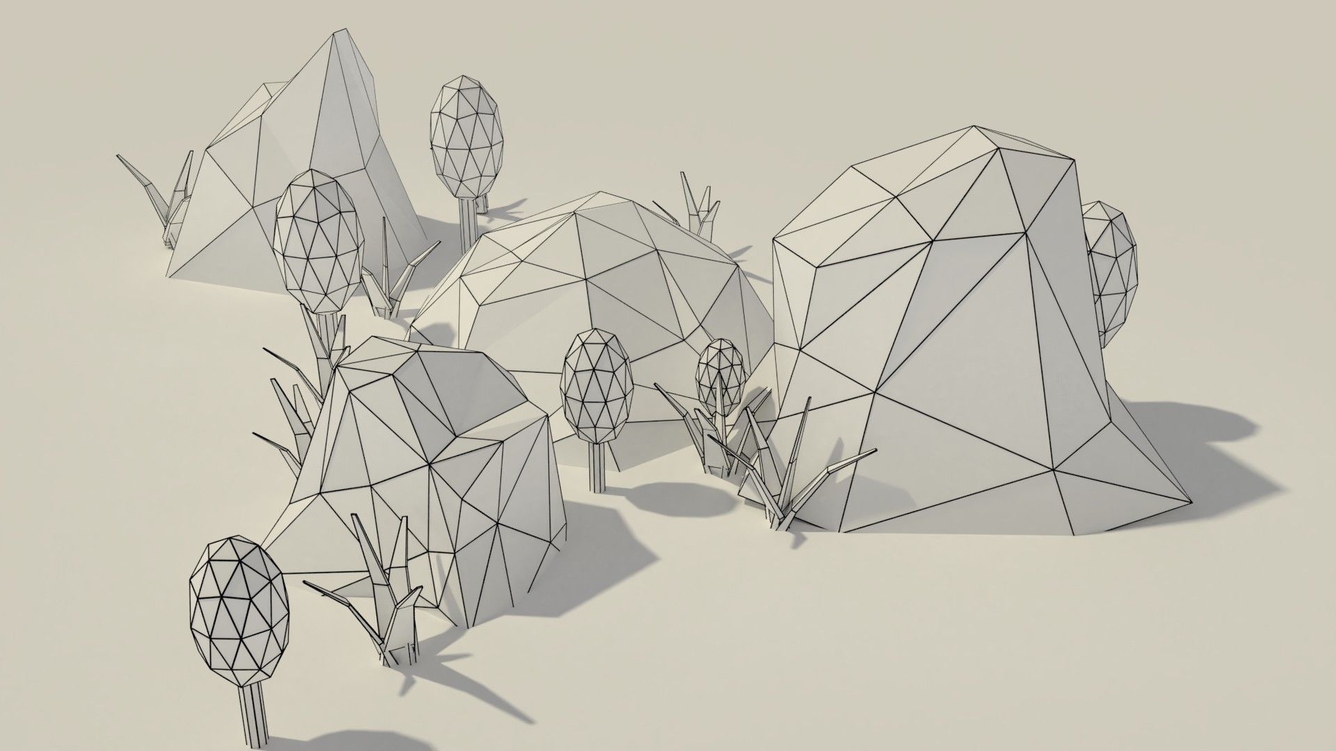 3D model Low Poly Rocks and Plants VR / AR / low-poly | CGTrader