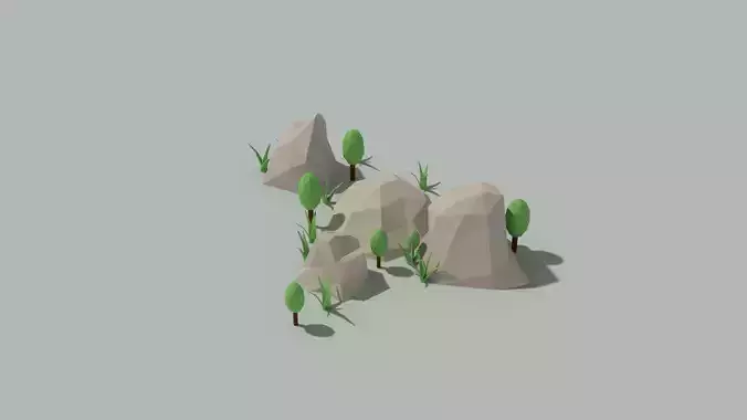Low Poly Rocks and Plants