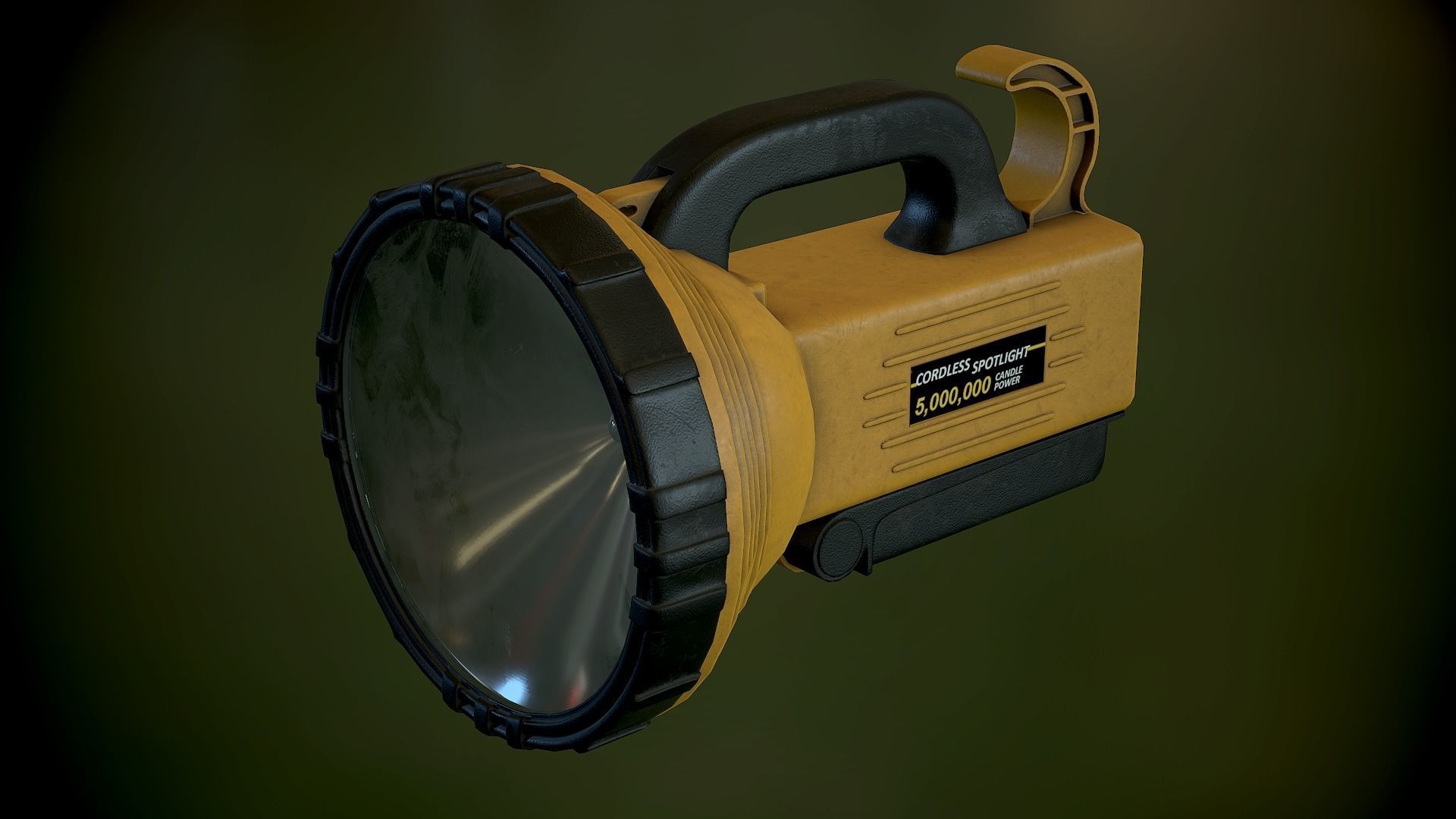 Flashlight Spotlight Yellow Low-poly 3D model_11