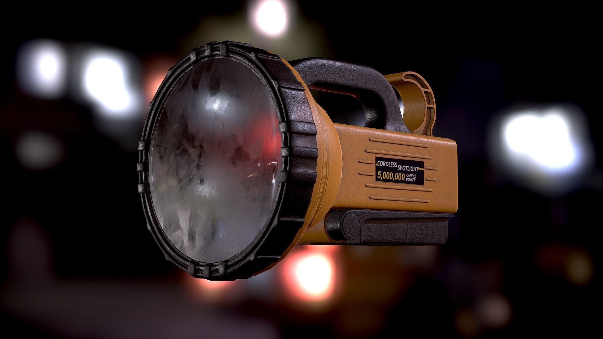 Flashlight Spotlight Yellow Low-poly 3D model_8