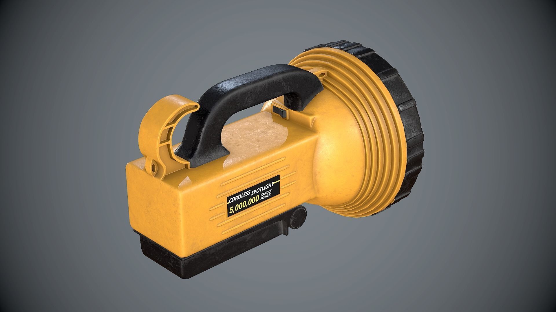 Flashlight Spotlight Yellow Low-poly 3D model_1