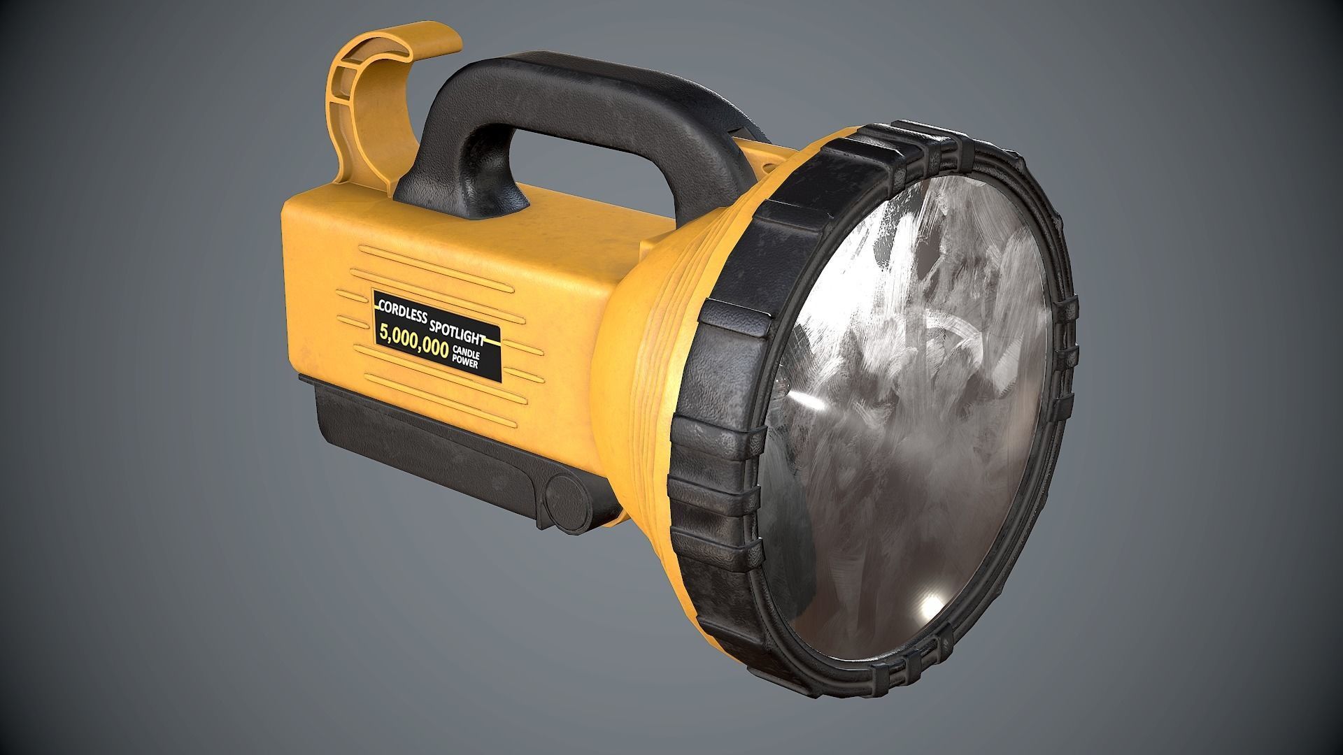 Flashlight Spotlight Yellow Low-poly 3D model_7