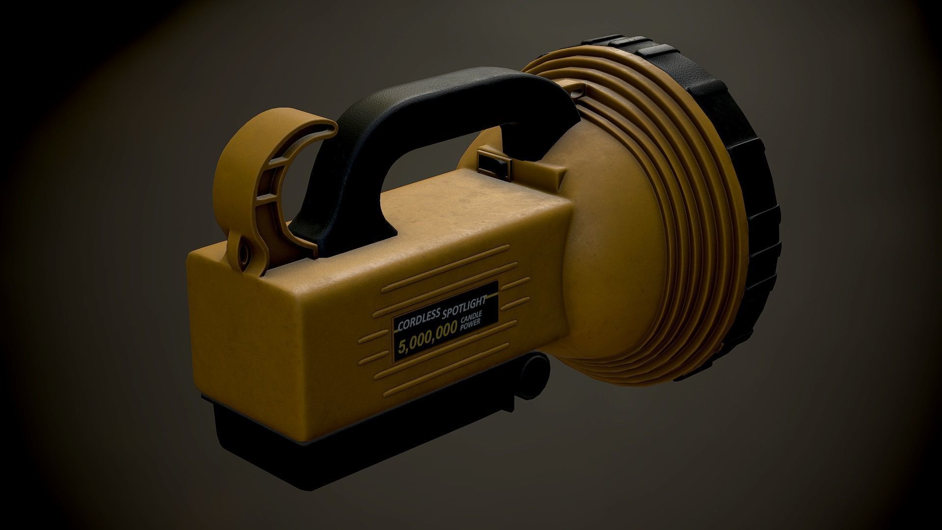 Flashlight Spotlight Yellow Low-poly 3D model_12