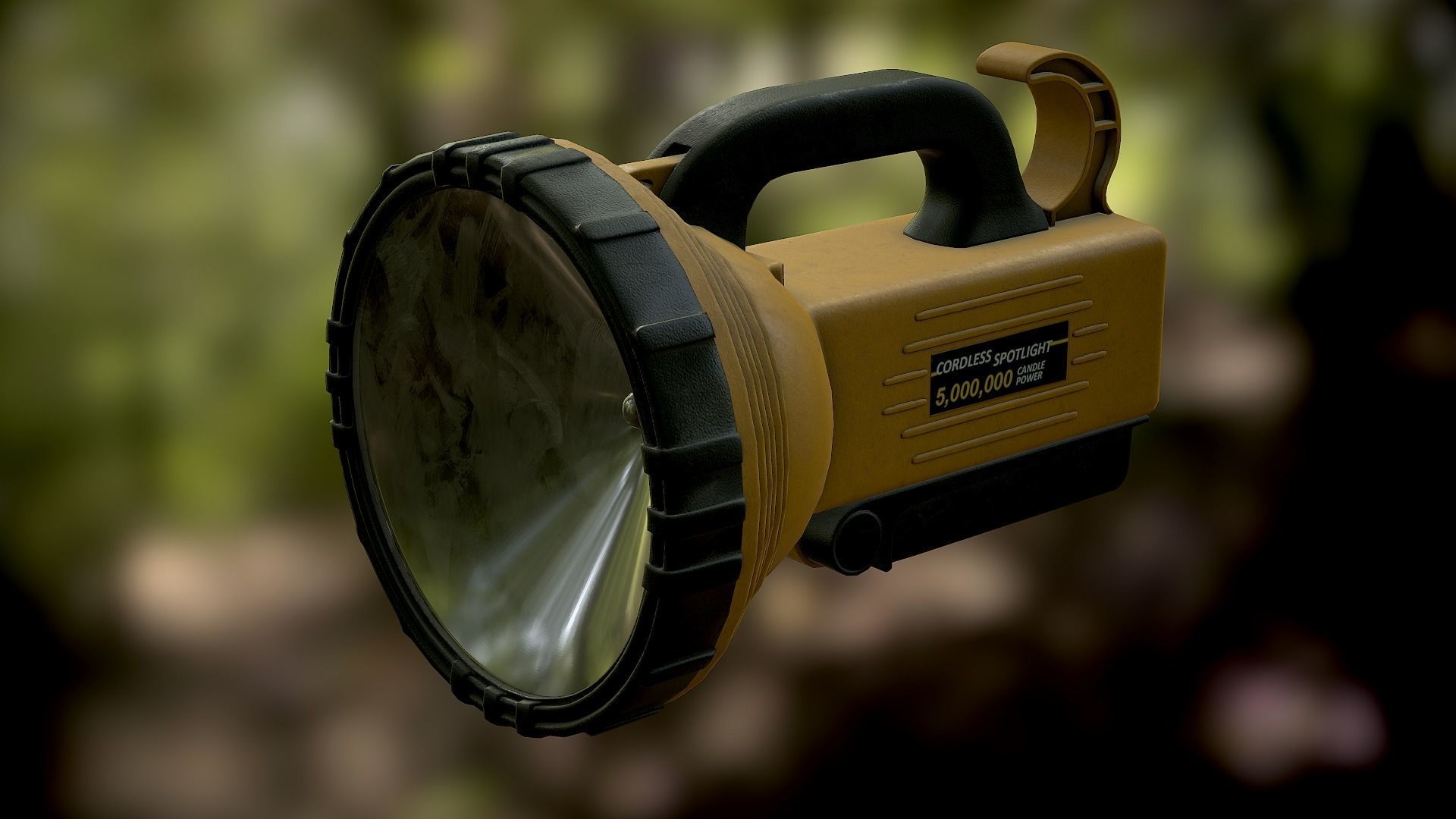 Flashlight Spotlight Yellow Low-poly 3D model_10