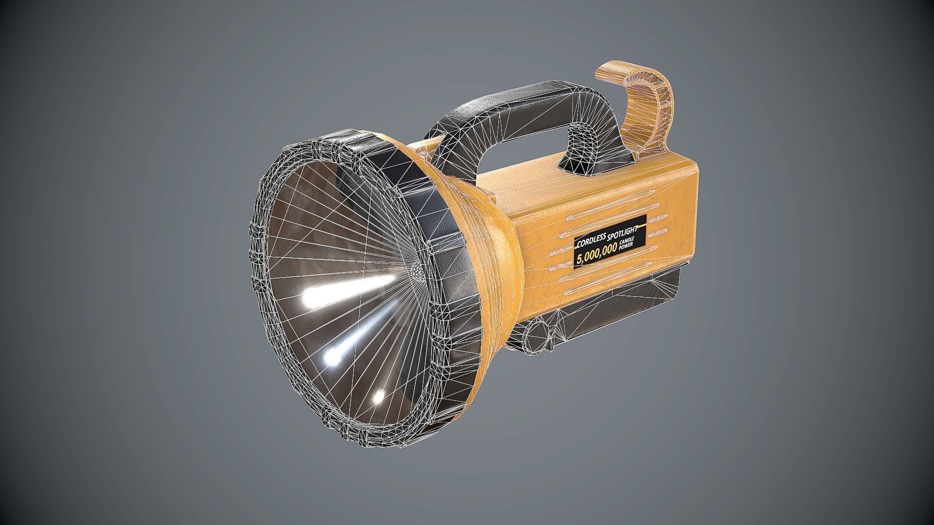 Flashlight Spotlight Yellow Low-poly 3D model_2