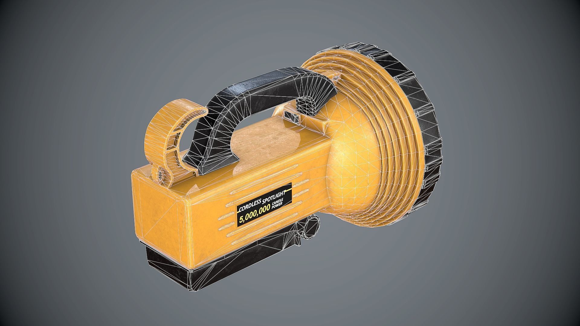 Flashlight Spotlight Yellow Low-poly 3D model_3