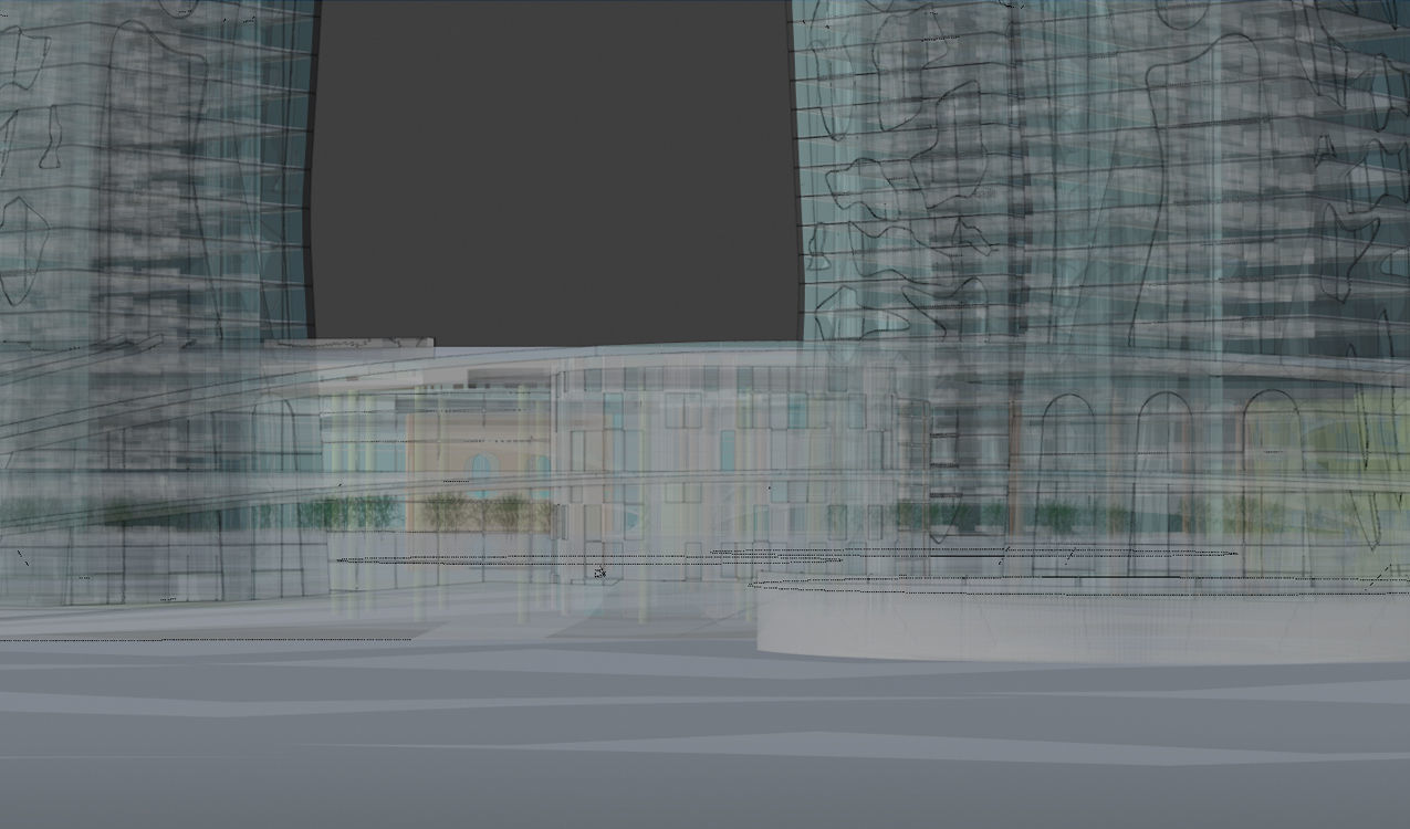 The Island futuristic building in middle of grassy field 3D model_5