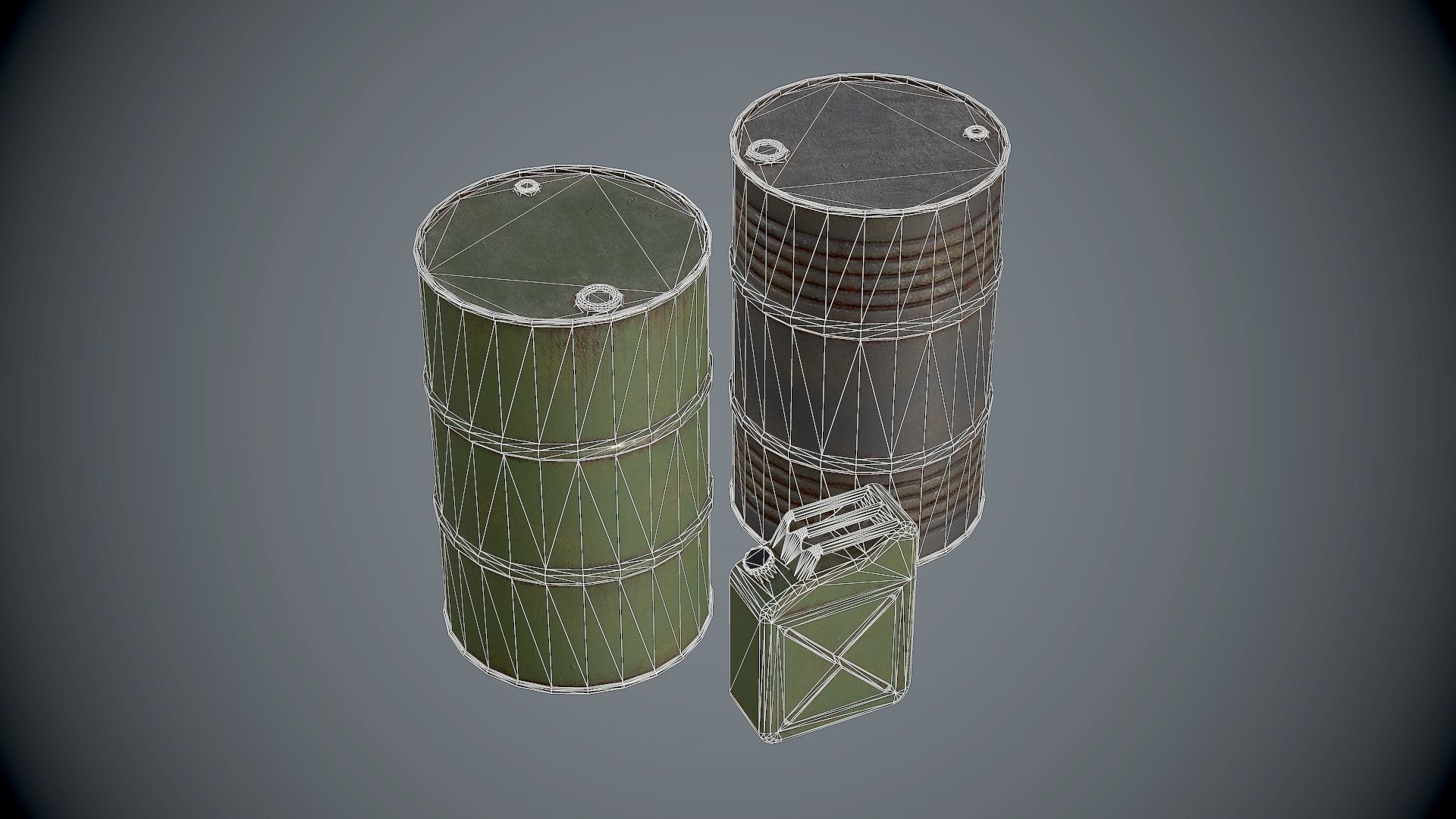 Barrels Oildrums Pack Low-poly 3D model_1