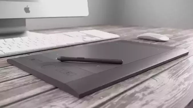 Wacom Intuos Tablet and Stylus 3D model