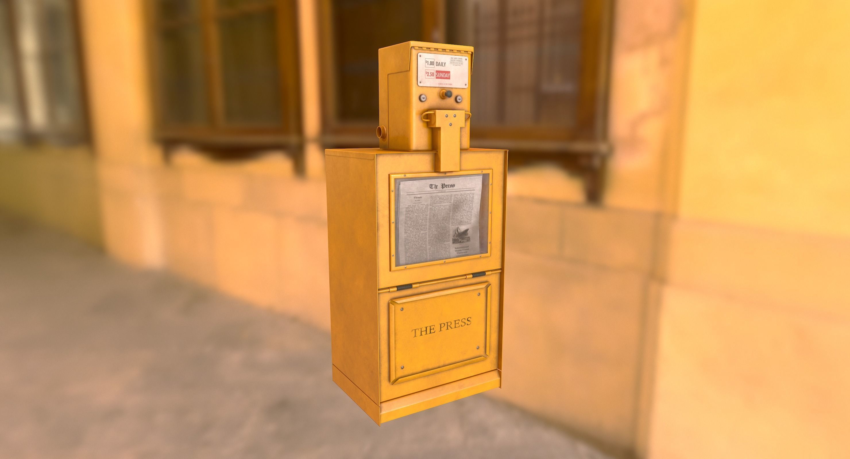 Newspaper Box Low-poly 3D model_3