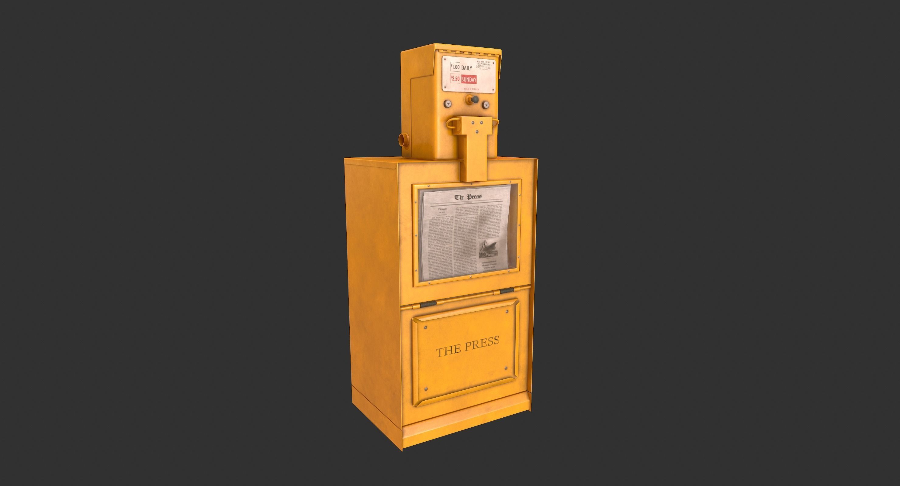 Newspaper Box Low-poly 3D model_2
