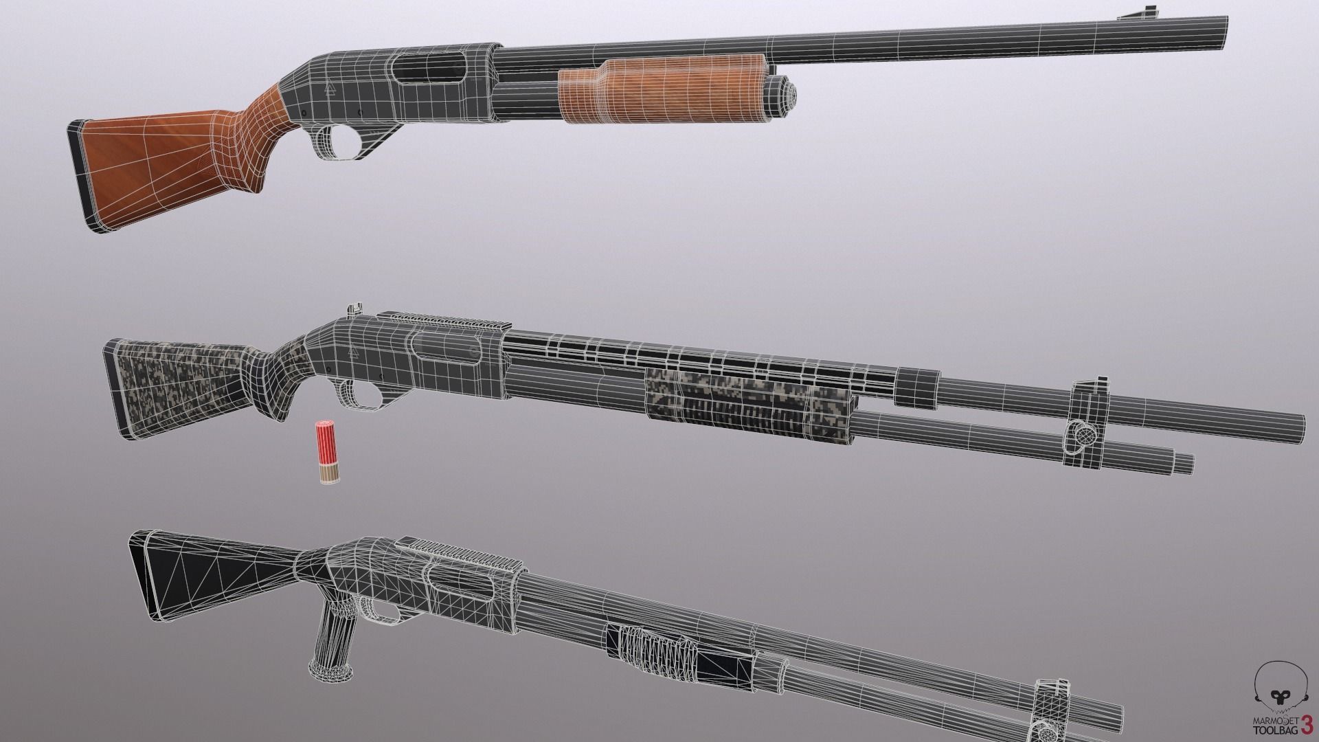 Shotgun Pack - Customization Collection Low-poly 3D model_15