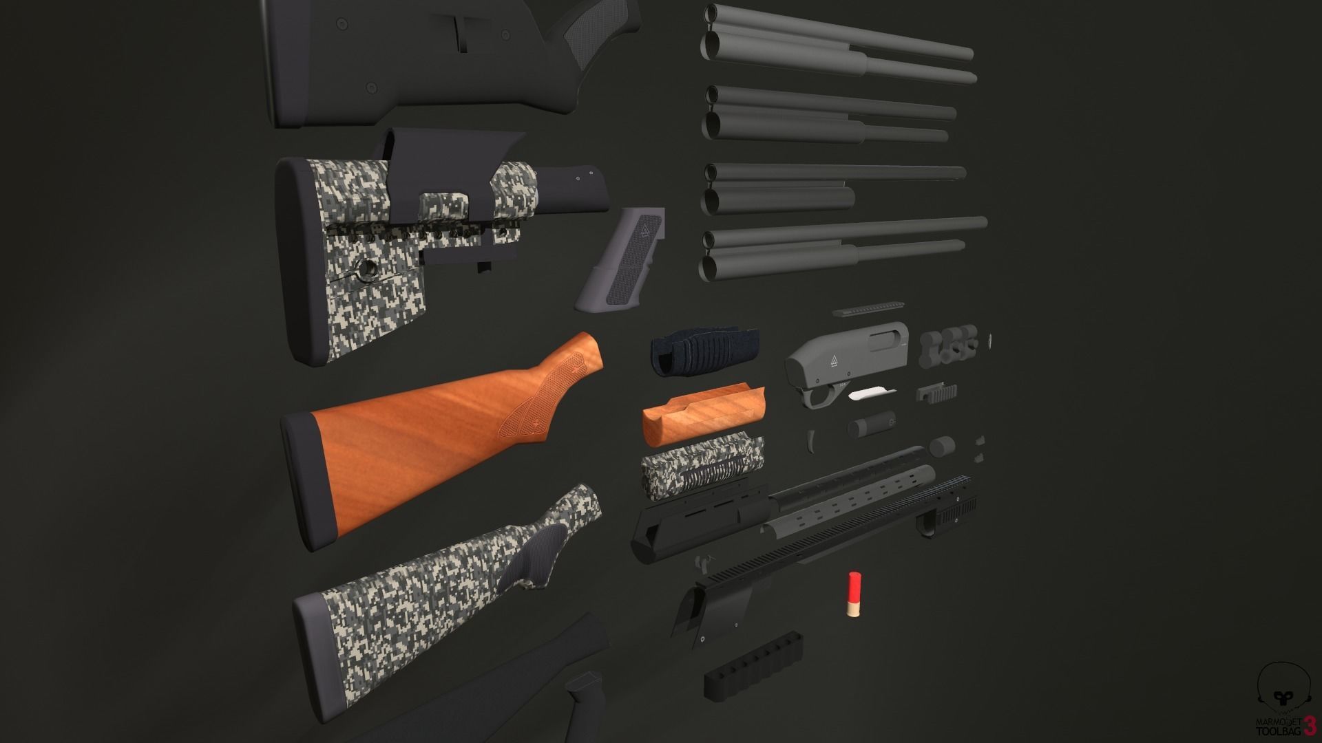 Shotgun Pack - Customization Collection Low-poly 3D model_16