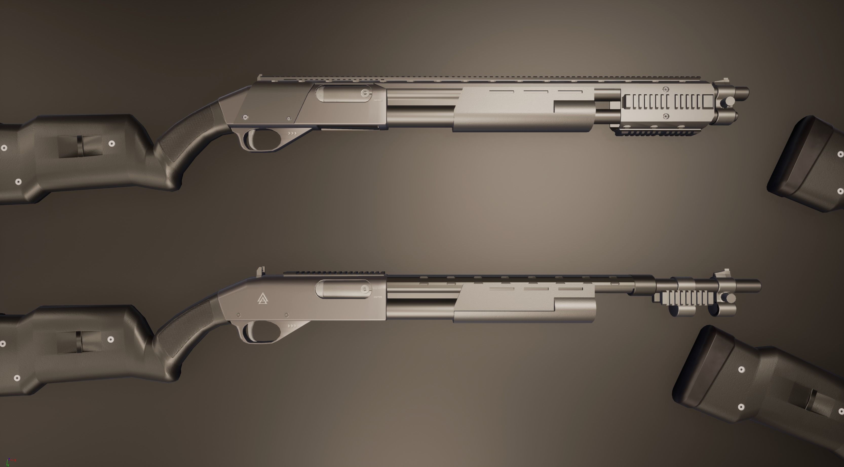 Shotgun Pack - Customization Collection Low-poly 3D model_47
