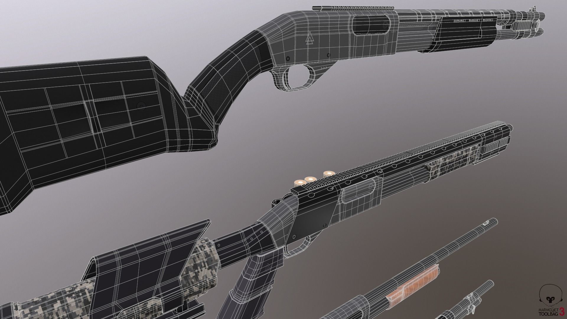 Shotgun Pack - Customization Collection Low-poly 3D model_14
