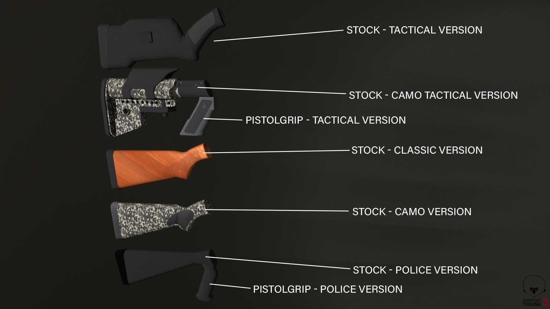 Shotgun Pack - Customization Collection Low-poly 3D model_22