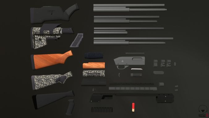 Shotgun Pack - Customization Collection Low-poly 3D model