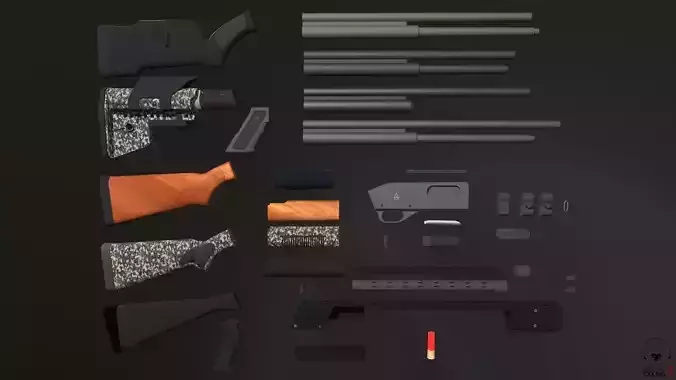 Shotgun Pack - Customization Collection Low-poly 3D model