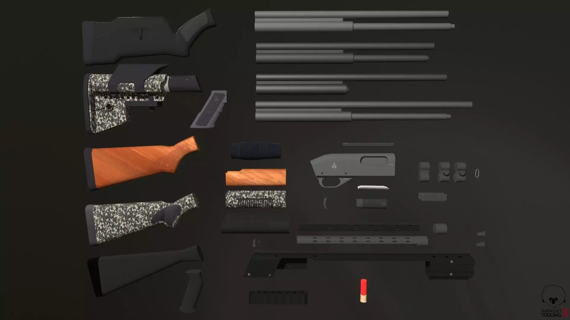 Shotgun Pack - Customization Collection Low-poly 3D model_0