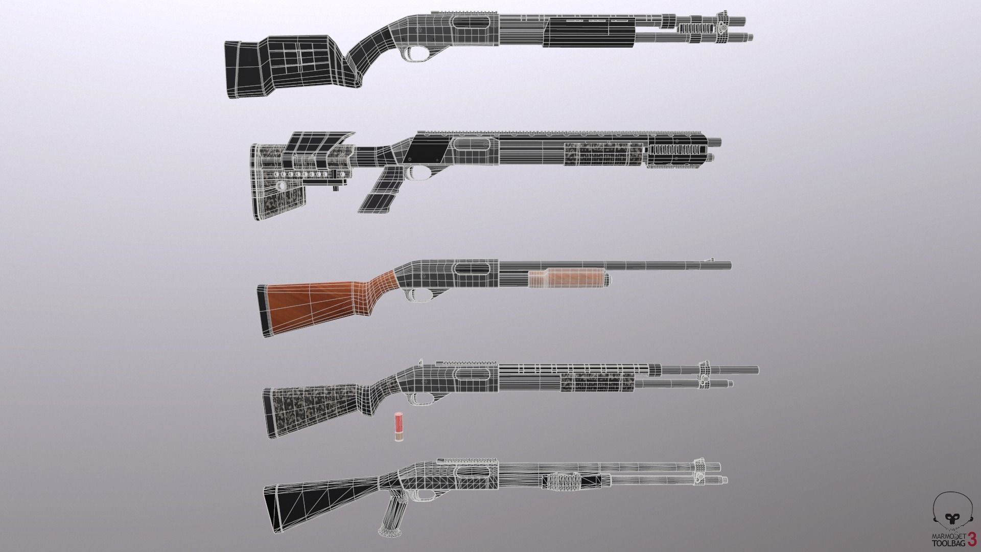 Shotgun Pack - Customization Collection Low-poly 3D model_10