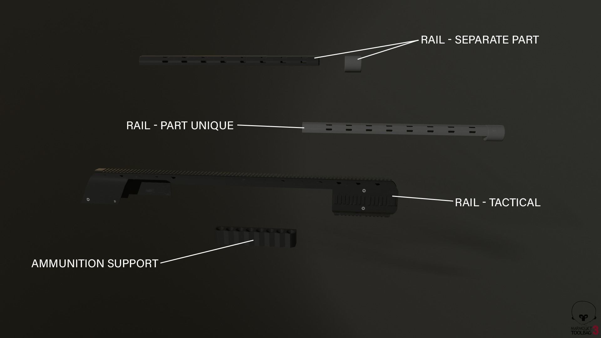 Shotgun Pack - Customization Collection Low-poly 3D model_23
