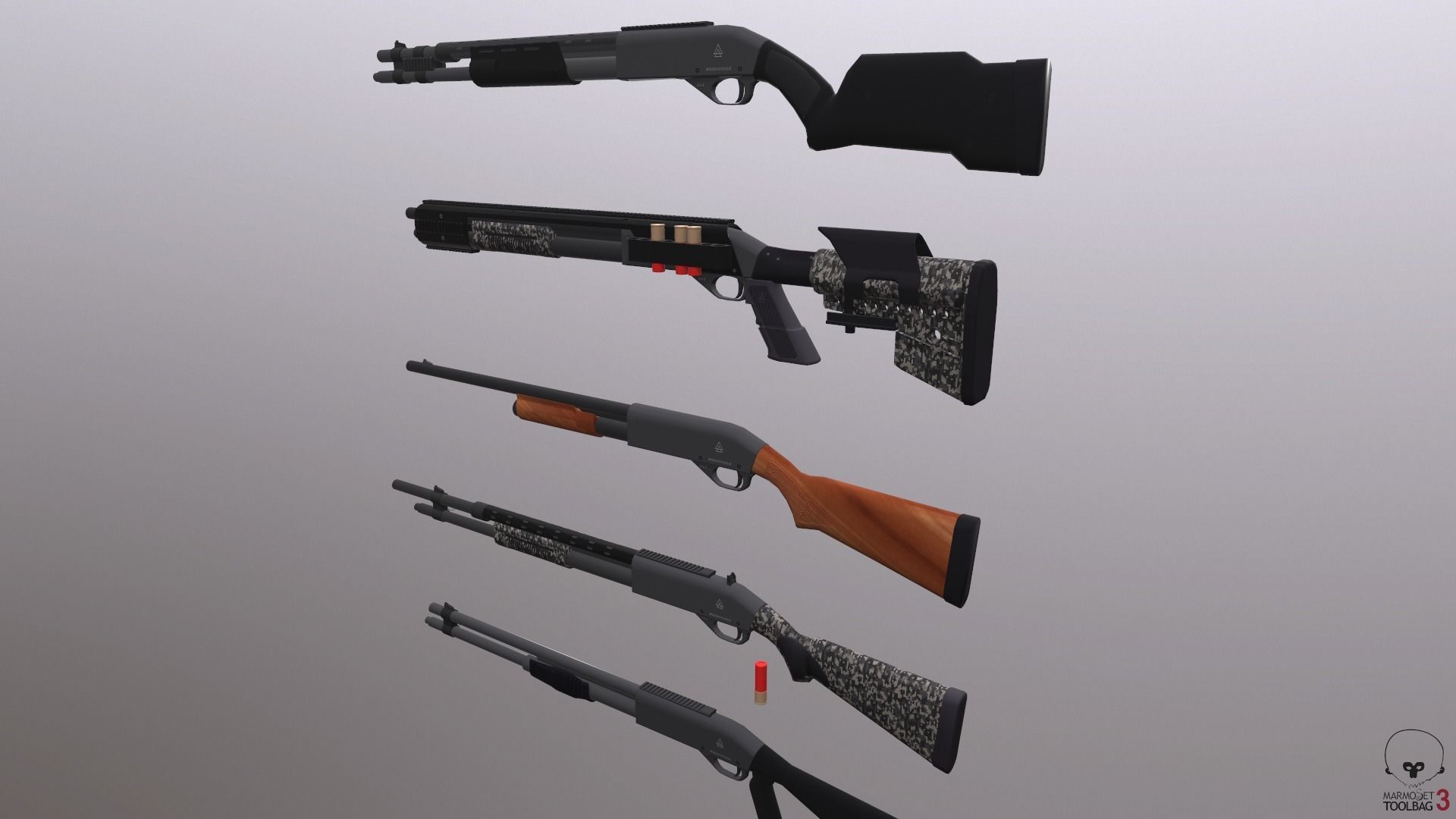 Shotgun Pack - Customization Collection Low-poly 3D model_11