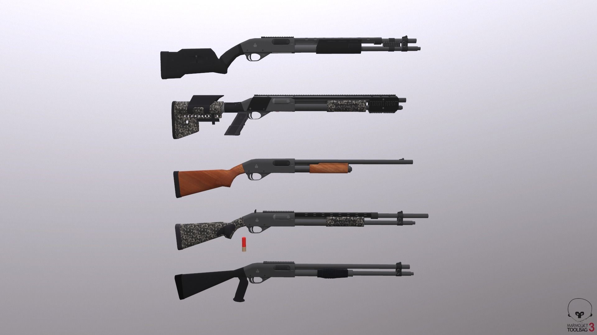 Shotgun Pack - Customization Collection Low-poly 3D model_9