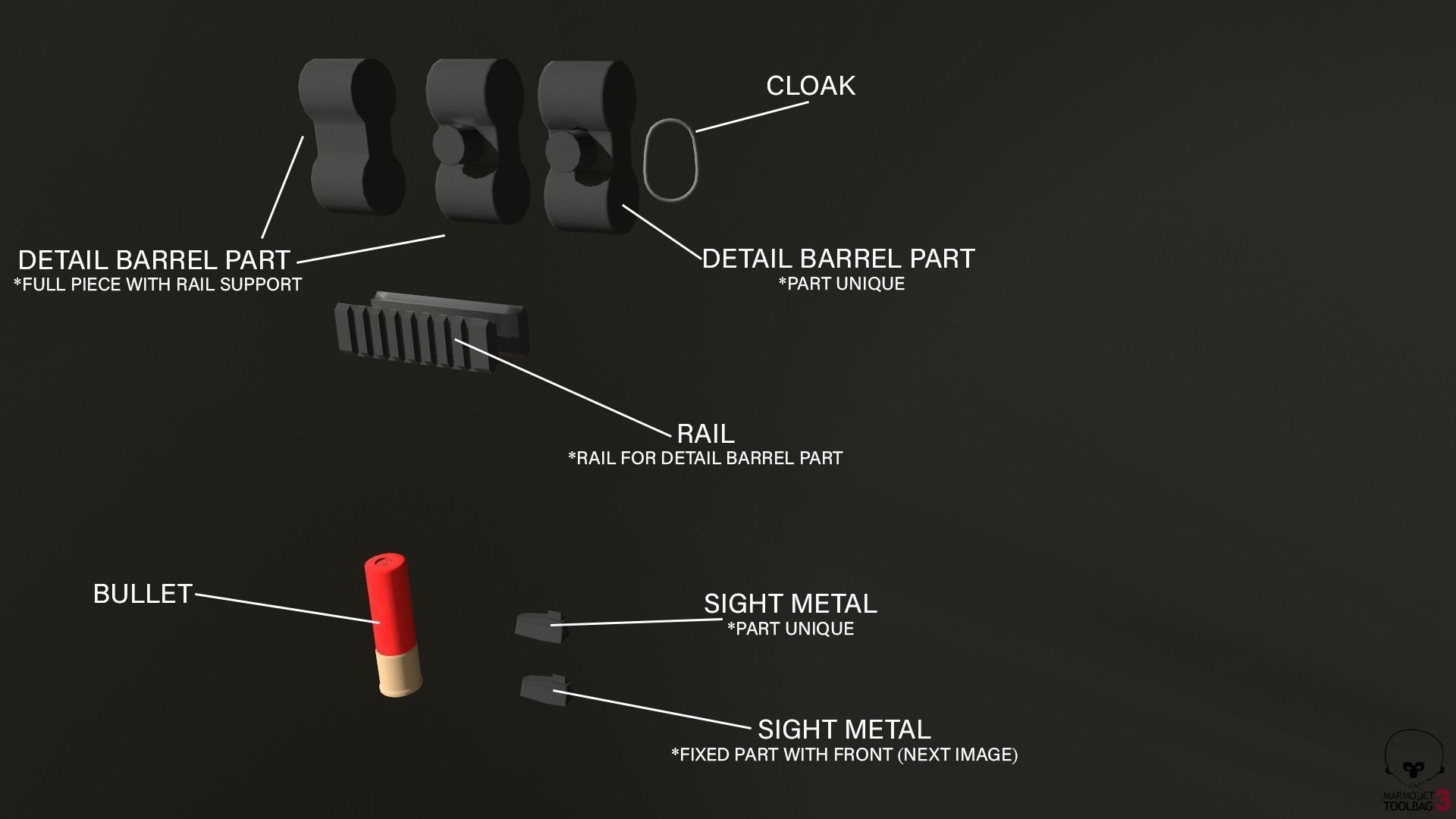 Shotgun Pack - Customization Collection Low-poly 3D model_18