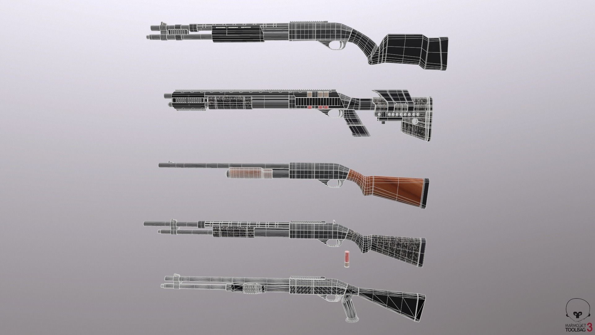 Shotgun Pack - Customization Collection Low-poly 3D model_13