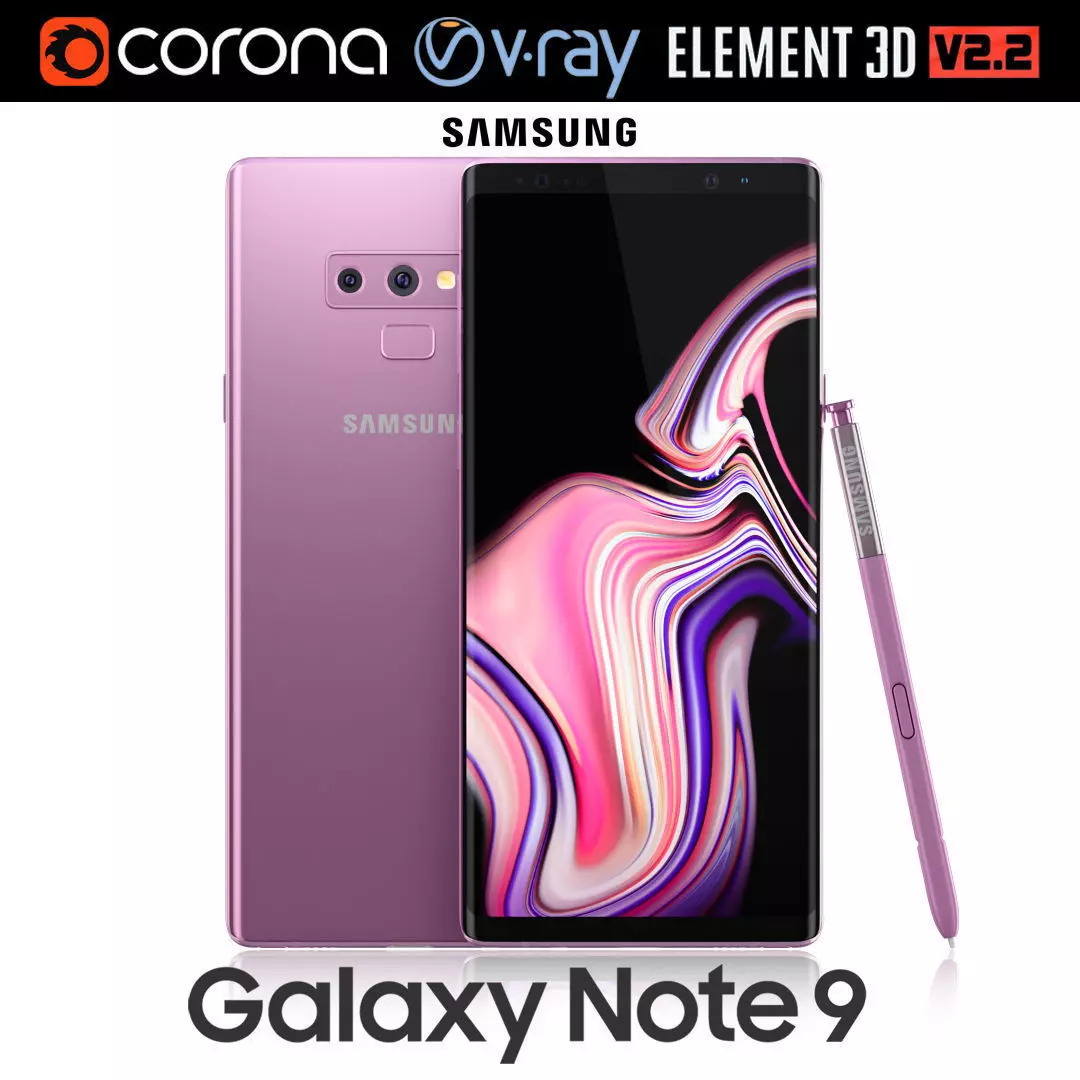 Samsung GALAXY Note 9 Lavender Purple 3D model
