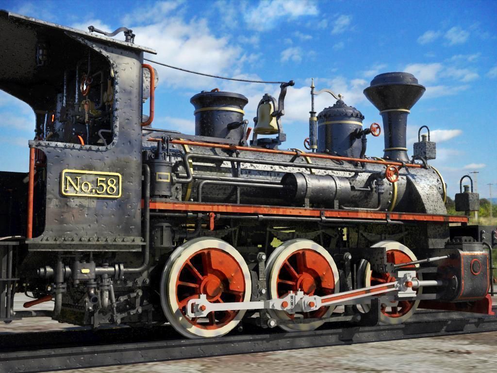 European Steam Locomotive Train Engine 3D model_6