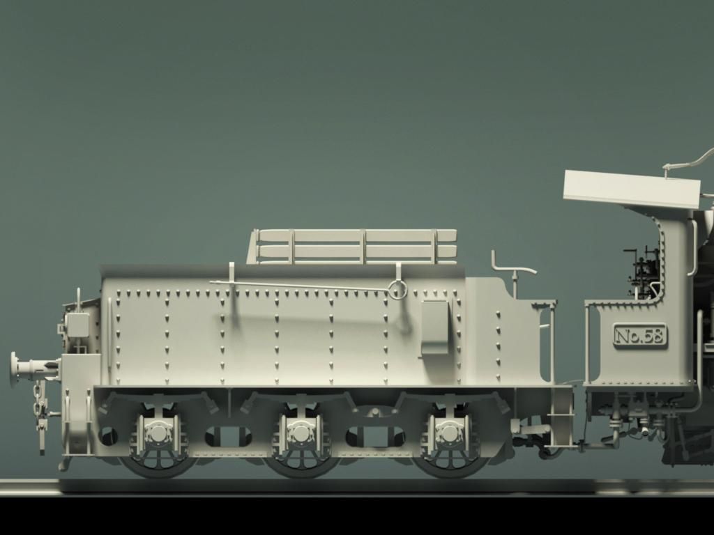 European Steam Locomotive Train Engine 3D model_11