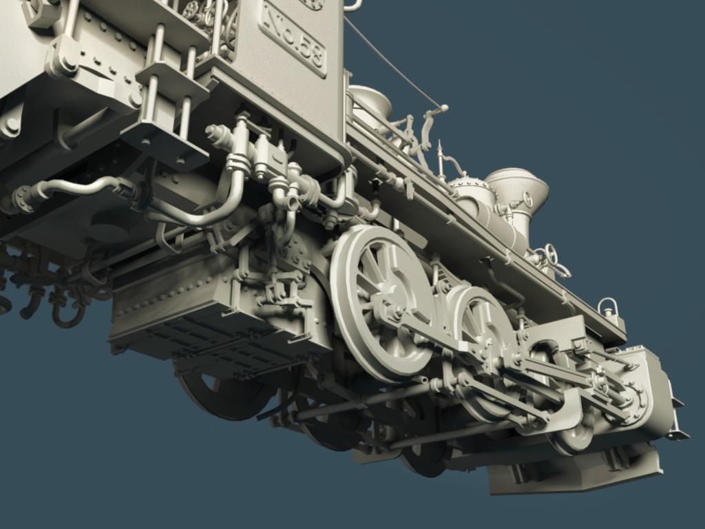 European Steam Locomotive Train Engine 3D model_19