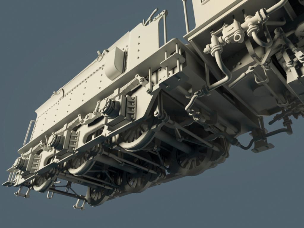 European Steam Locomotive Train Engine 3D model_20
