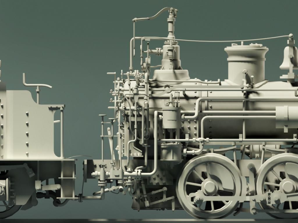 European Steam Locomotive Train Engine 3D model_13
