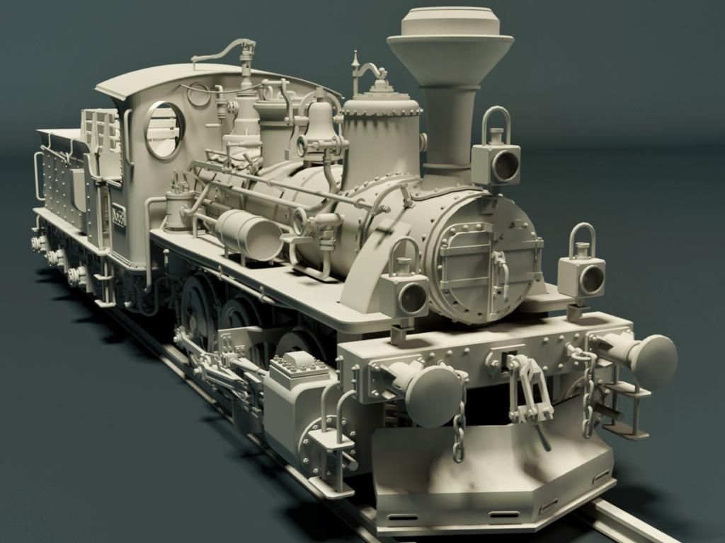 European Steam Locomotive Train Engine 3D model_15