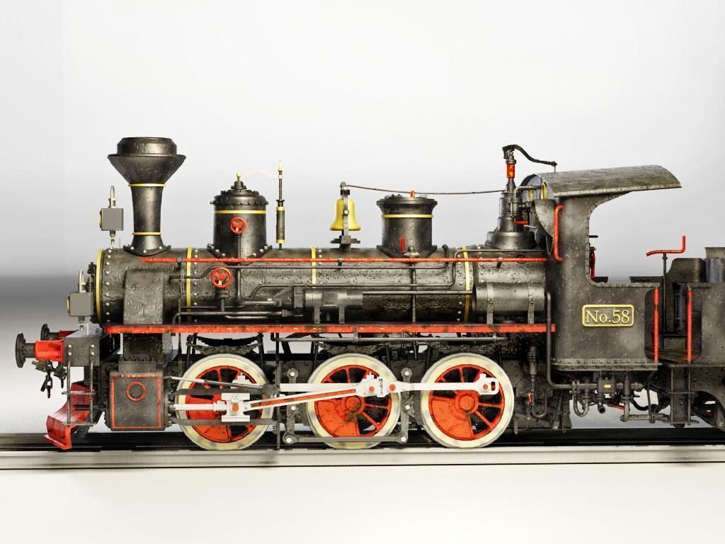 European Steam Locomotive Train Engine 3D model_1