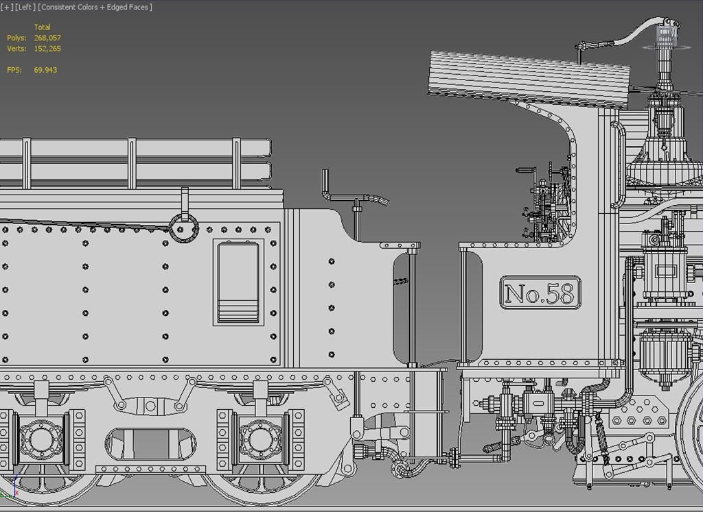 European Steam Locomotive Train Engine 3D model_24
