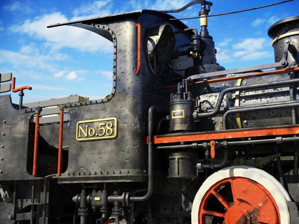 European Steam Locomotive Train Engine 3D model_7