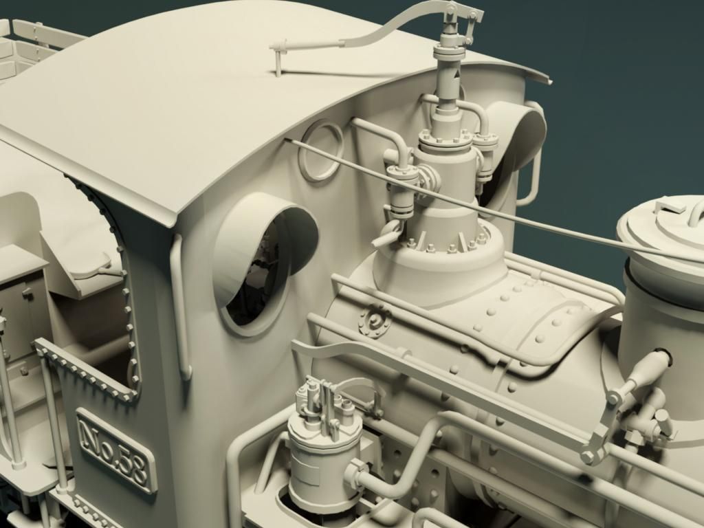 European Steam Locomotive Train Engine 3D model_16