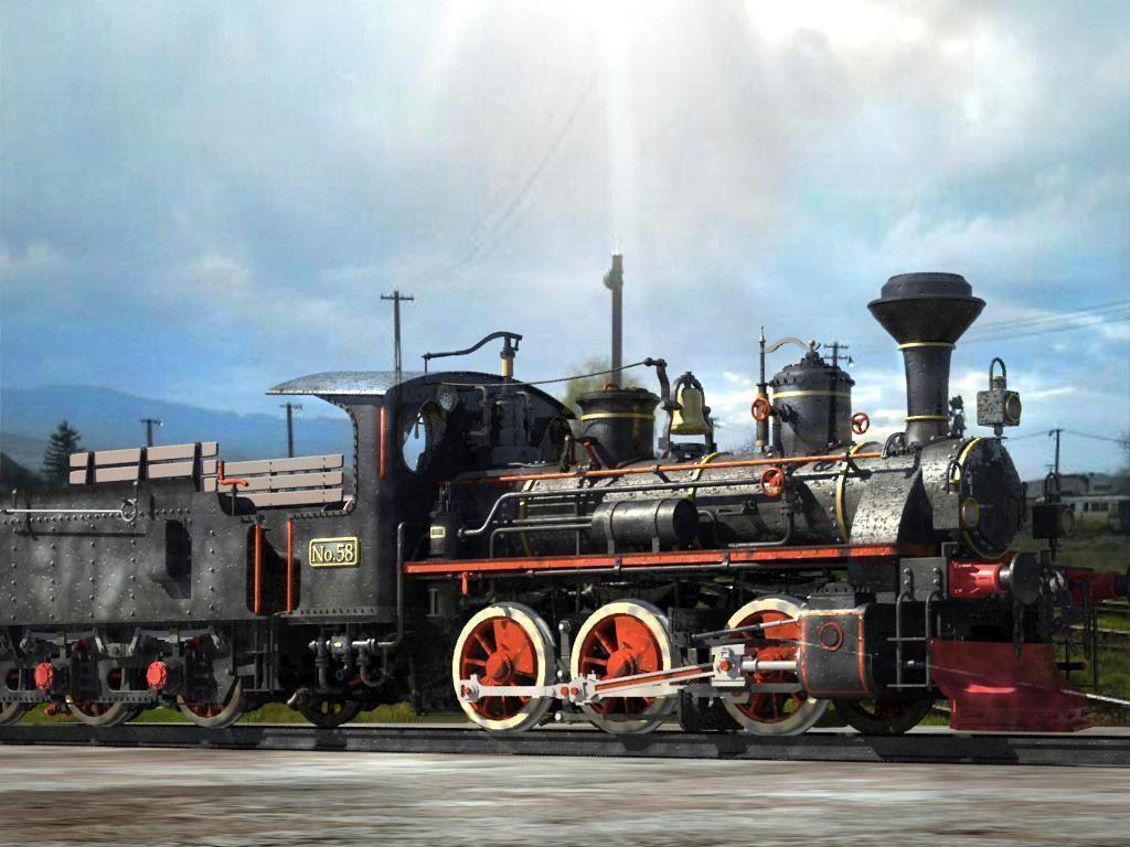 European Steam Locomotive Train Engine 3D model_10